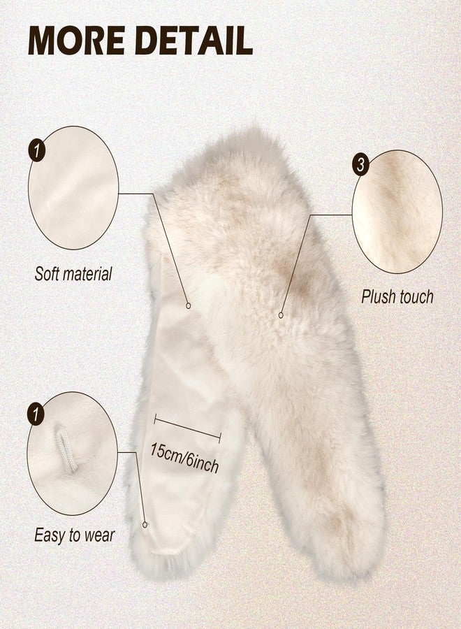XEPST Faux Fur Shawl for Women, Women's Faux Fur Collar Scarf Wrap White Winter Neck Warmer - Image 3